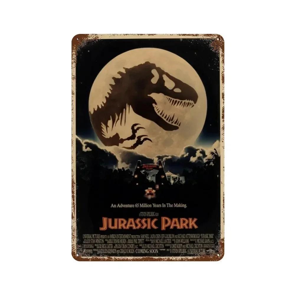 Jurassic Park Dinosaur Science Fiction Movie Sign Decor Metal Plate Poster Vintage Tin Sign Garage Man Cave Plaque Decoration
