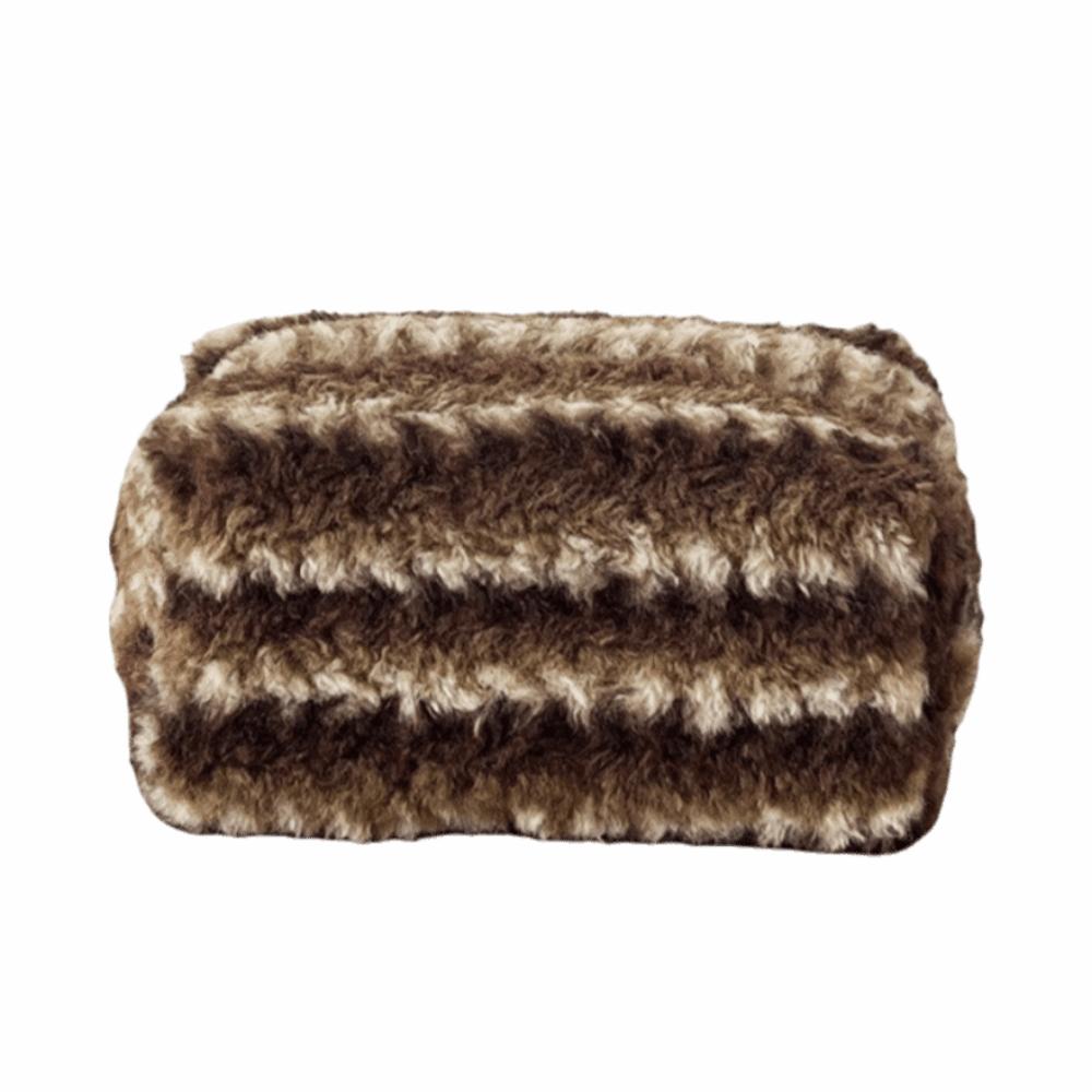 

Плюшевая полосатая косметичка большого объема для путешествий, аксессуары для путешествий кофейный