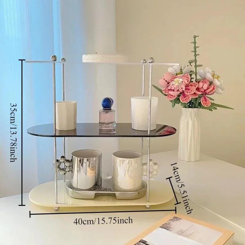 1PC Acrylic Desktop Storage Rack 2/3layer Multifunctional Organizer Ins Style Water Cups Perfume Cosmetics Jewelry Display Frame