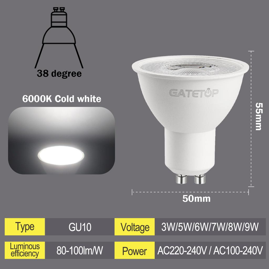 1-10pcs Foco GU10 Spotlight Bulb AC220V 110V LED Lighting 3W 5W 6W 7W 8W 9W Can Replace The 50W Halogen Lamp Lampara Led
