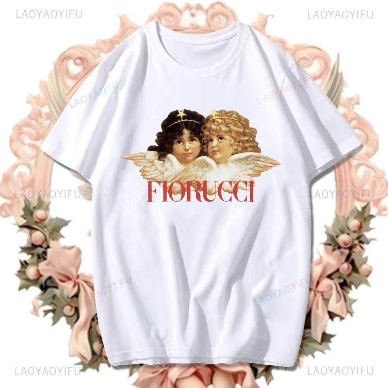 Fashion Fiorucci Baby Angel Graphic Tshirt Summer Classic Aesthetic T Shirt Unisex Unisex Kawaii Clothes Creative Couple Short Sleev Unisex