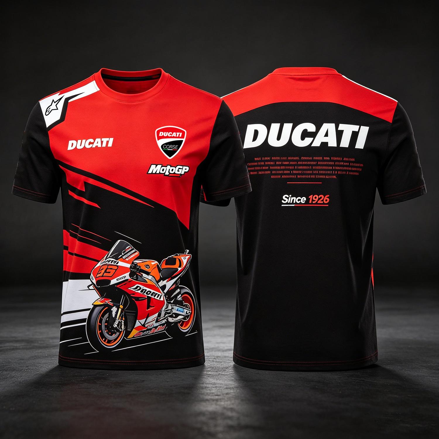 Ducati Heren  Corse Racing T-shirt Korte Mouw Heren T-shirt MotoGP Racing Print Korte Mouw Casual Tops 2XL