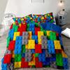 Modern Duvet Cover Set Building Blocks Print Washable Polyester Bedding Set Soft Comfortable And Breathable Duvet Cover