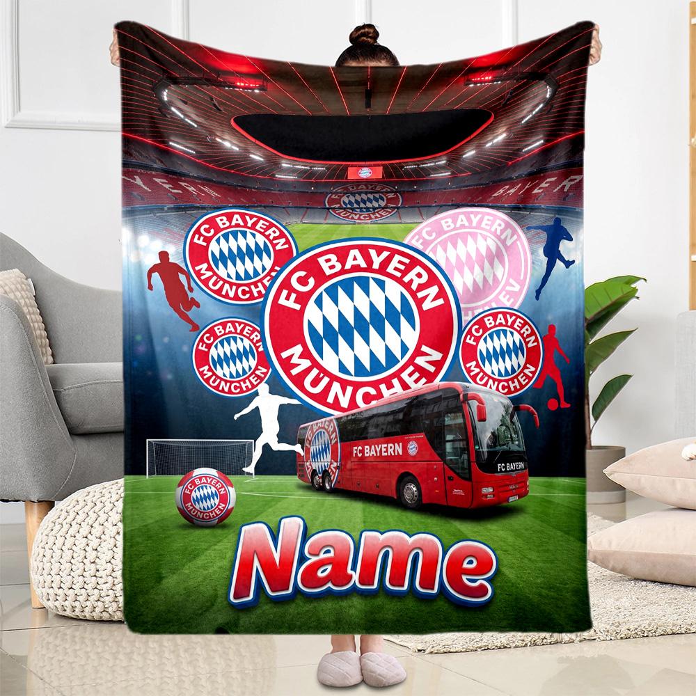 Bayern Munich Fan Gear Customize Your Name Blanket Throw Customizable Blanket Ultra-Soft Throw For Nap Chair Bed Sofa Ideal for All Seasons