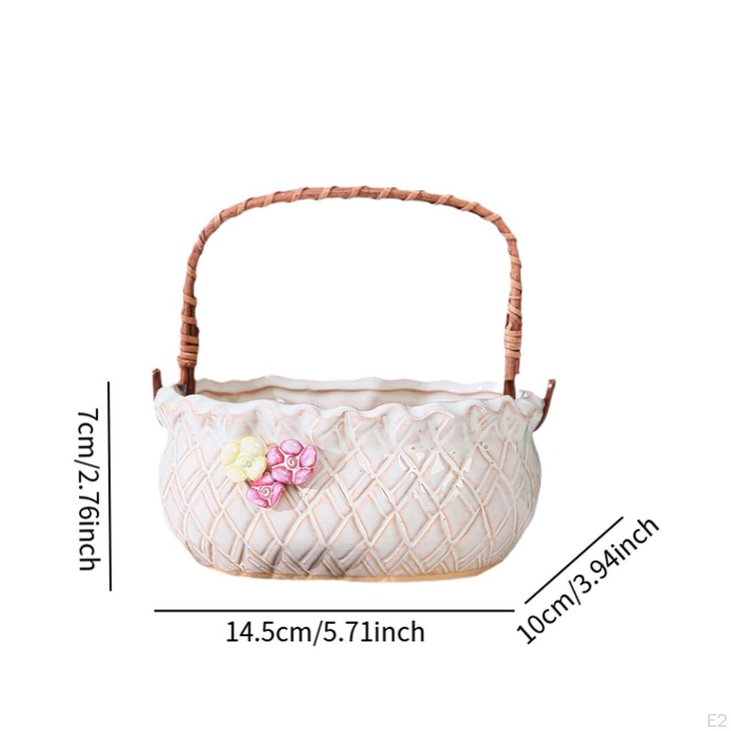 Ceramic Flower Pot for Handheld Basket Planter Container Indoor Decoration