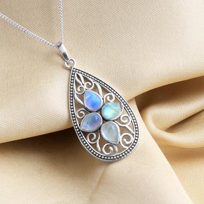 Moonstone Pendant Necklace, Silver Jewelry, 925 Sterling Silver, Women Jewelry, Natural Gemstone Jewelry