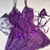 Sexy Purple Charm Delicate Wife Sexy Hollow Lace Mesh Strap Beauty Back Suspender Pure Desire