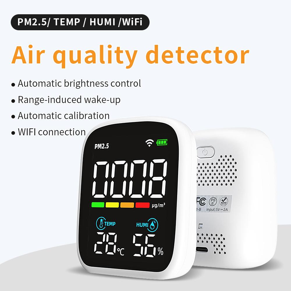 WiFi Smart Air Quality Tester PM2.5/CO2 Detector Portable Air Pollution Analyzer Temperature Humidity Meter By APP Control