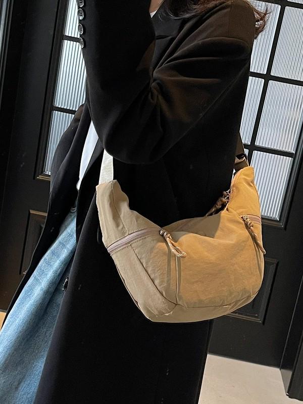 Women's Lightweight Canvas Crossbody Bag: Large Capacity, Versatile Single Shoulder Dumpling Design