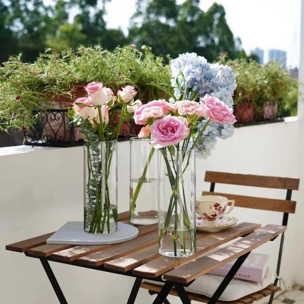 7pcs Glass Cylinder Vases for Centerpieces - 10 Inch Tall Glass Vases for Flowers Home Decoration Wedding Table Decoration Vase