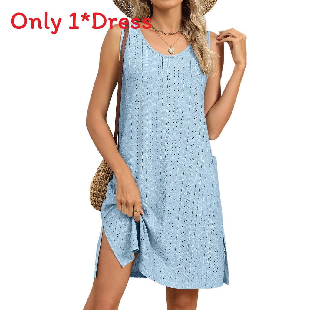 Womens Summer Dress With Pockets In Knit Fabric For Casual Office Wear