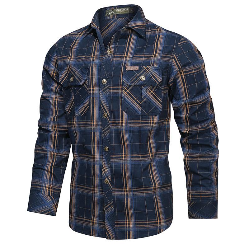 Spring and Autumn New Cotton Plaid Long Sleeve Shirt Men's Casual Versatile Literary Shirt Men's Casual Shirt