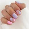 Powder Pink and Purple Charm: New European and American Style Autumn/Winter Whitening Press-On Nails