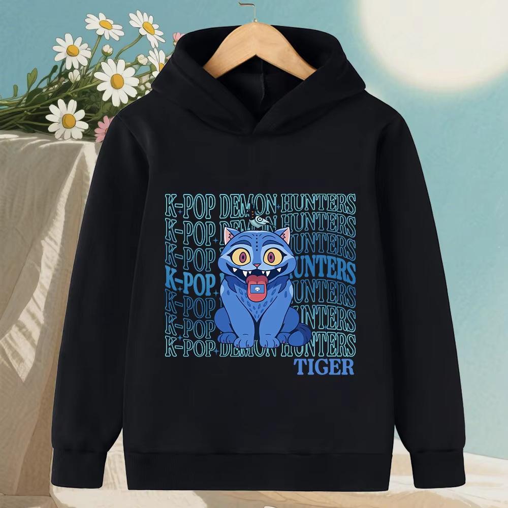 Autumn Winter KPop Demon Hunters Pattern Hoodies Fashionable Casual Warm Sports Long Sleeved Children's Boy and Girl Kids Unisex Hooded Sweatshirts