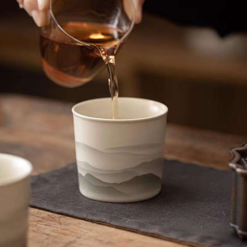 Ink And Wash Jiangshan Teacup Ceramic Master Cup Personal Special Cup Household Coke Cup Tea Cup Tea Cup Hand Warmer Cup