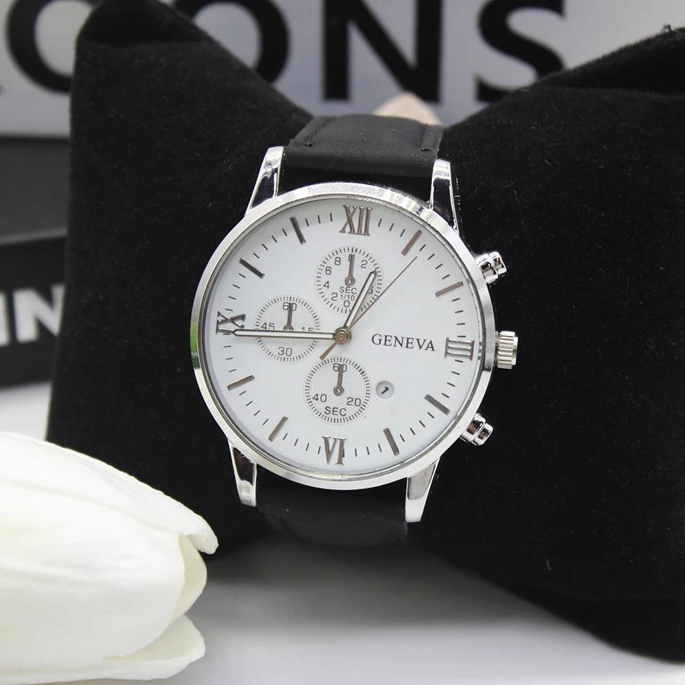 4pcs Set Fashion Sunglasses Men's Leather Wallet Outdoor Watch Men's Men's Glasses for Men Include Bracelet Box for Holiday Gift