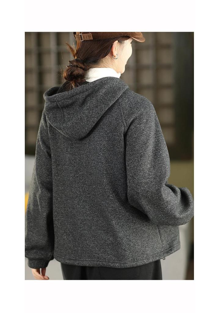 2025 Women's Winter Woolen Hooded Sweatshirt with Inner Velvet Layer - Thick, Warm Pullover Hoodie (Style 1011)