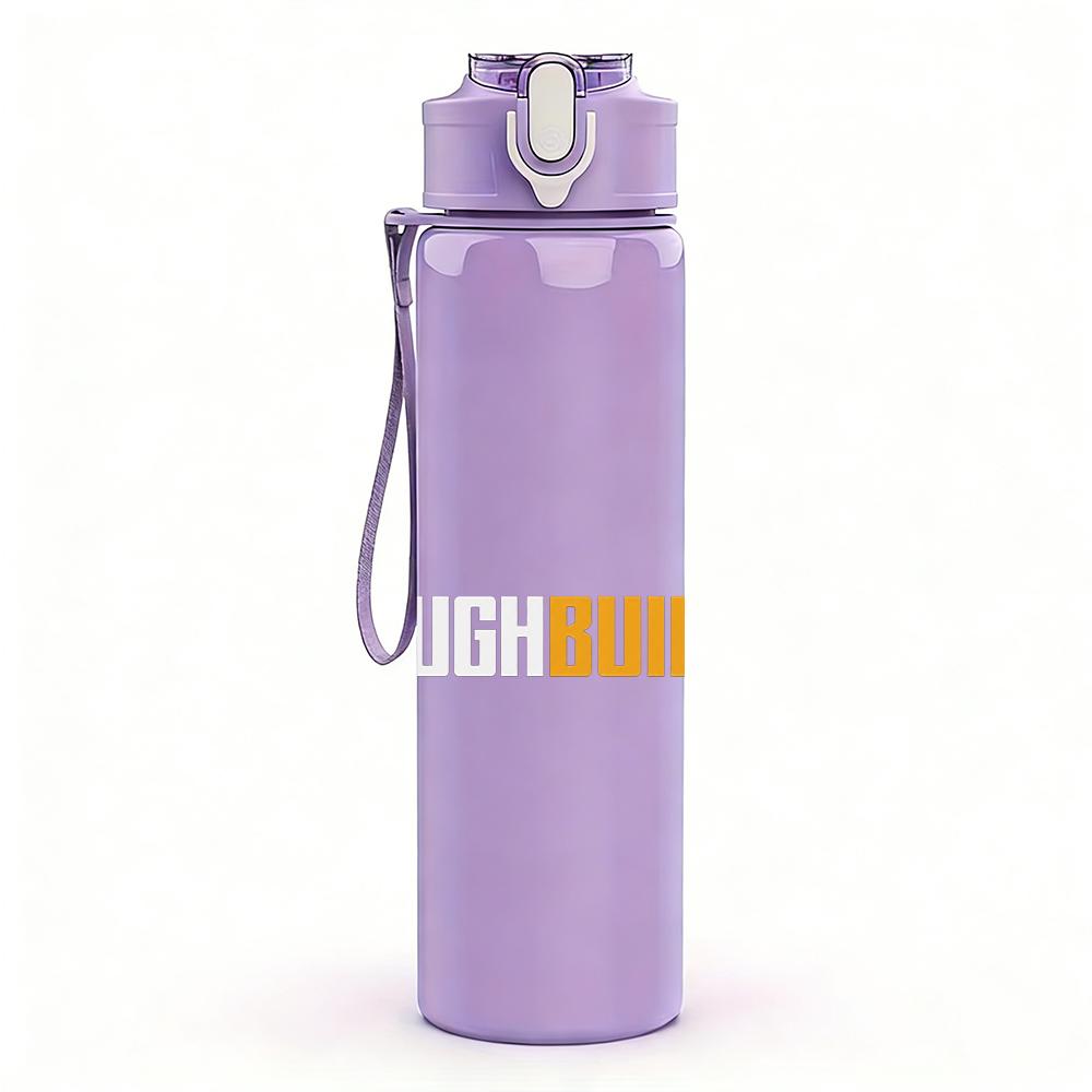 1PC Built Text Minimalist Industrial Logo Print 750ml Portable Sports Water Bottle Leakproof Gym Outdoor Travel Drink Cup