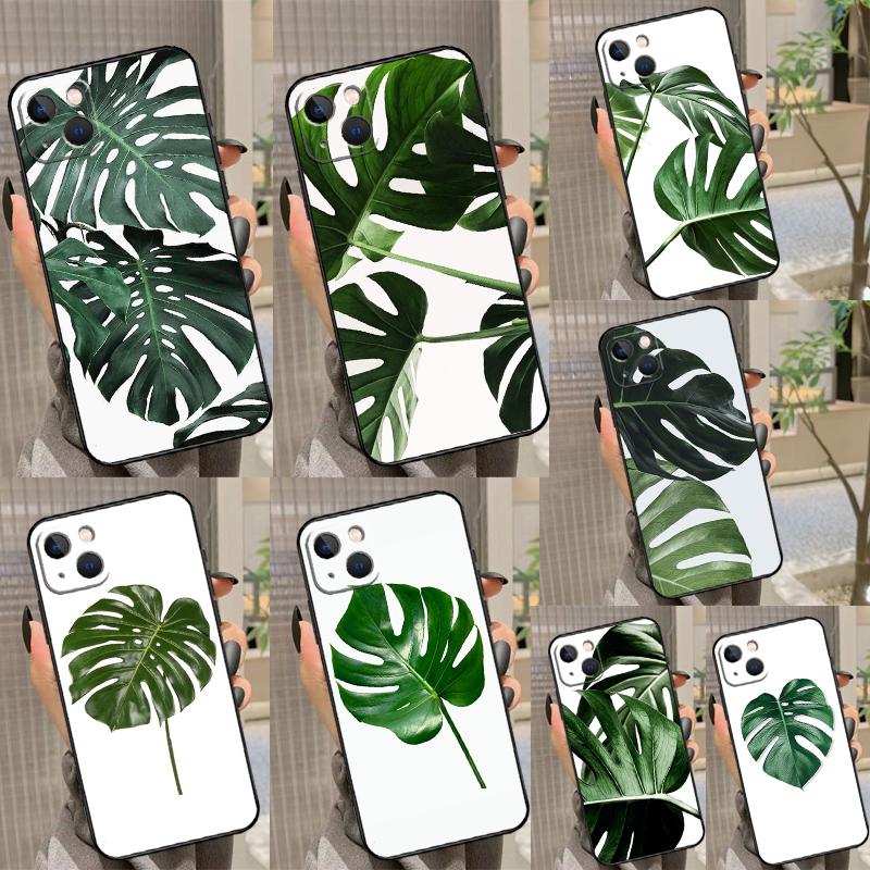 Green Monstera Leaf Phone Case For Samsung Galaxy S25 Ultra S23 S21 S20 S22 S24 FE S9 S10 Plus Cover Coque