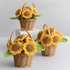 Creative Knitted Sunflowers Hand-knitted Flower Woven Rattan Potted Wedding Ornament Office Desktop Decor Graduation Flower