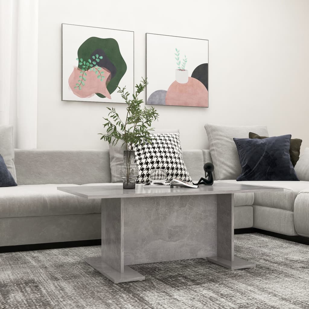 Coffee Table Concrete Grey 103.5 x 60 x 40 cm Wood Based Material