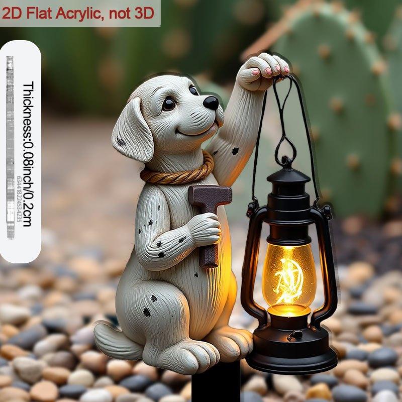 1pcs Dog Shaped Garden Floor Socket 2D Flat Effects Acrylic Material for Outdoor/flowerpot Decorat Lighting Up Cute Pet Lanterns