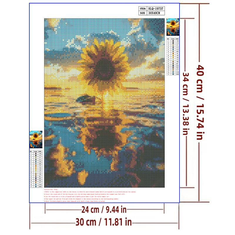 5d DIY Diamond Painting Cross Stitch Sunflower Scenery Diamond Embroidery Mosaic Full Round Drill Home Decor