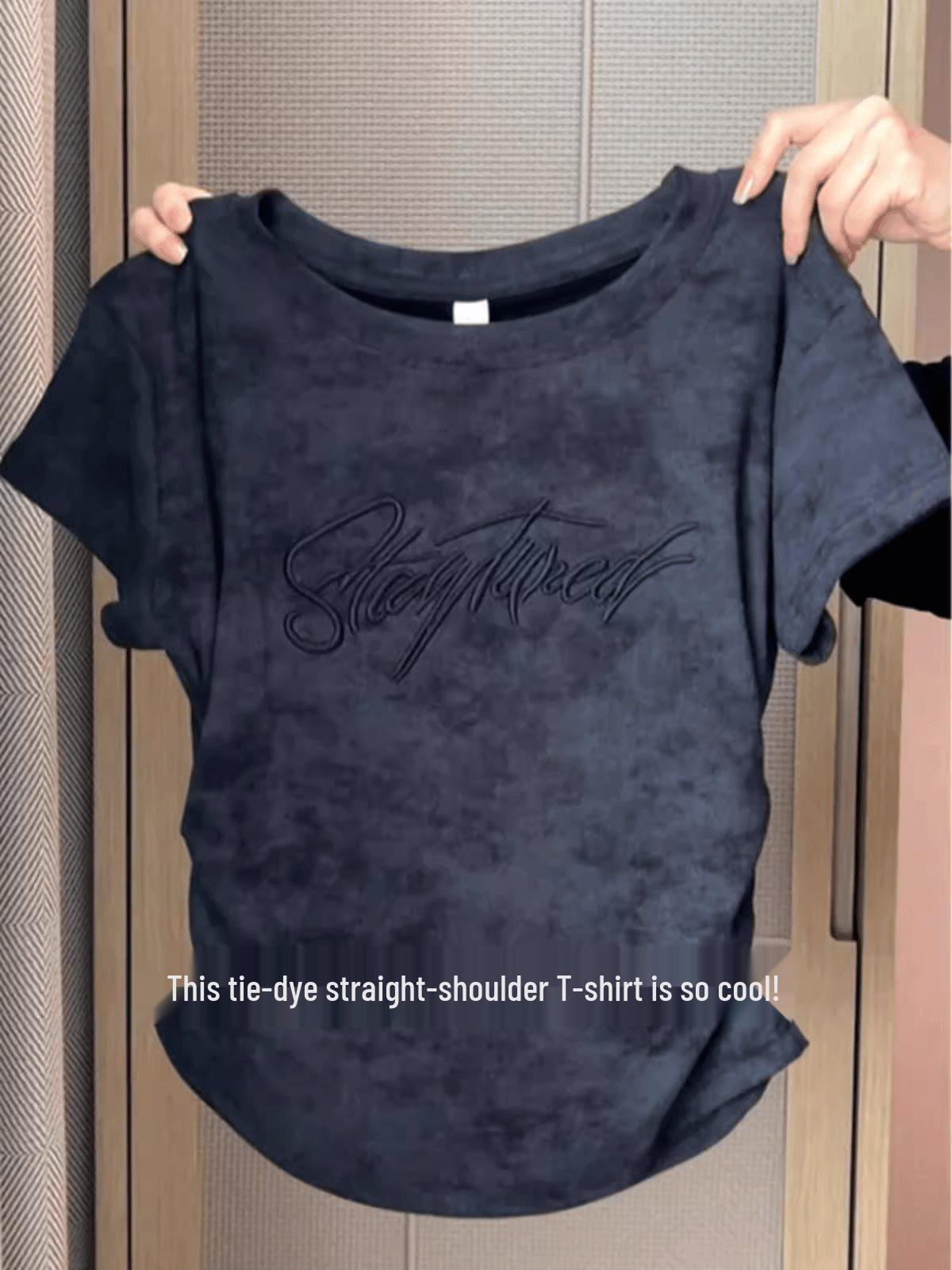 

Plus Size Women s Tie-Dye Short Sleeve Waist-Slimming T-shirt