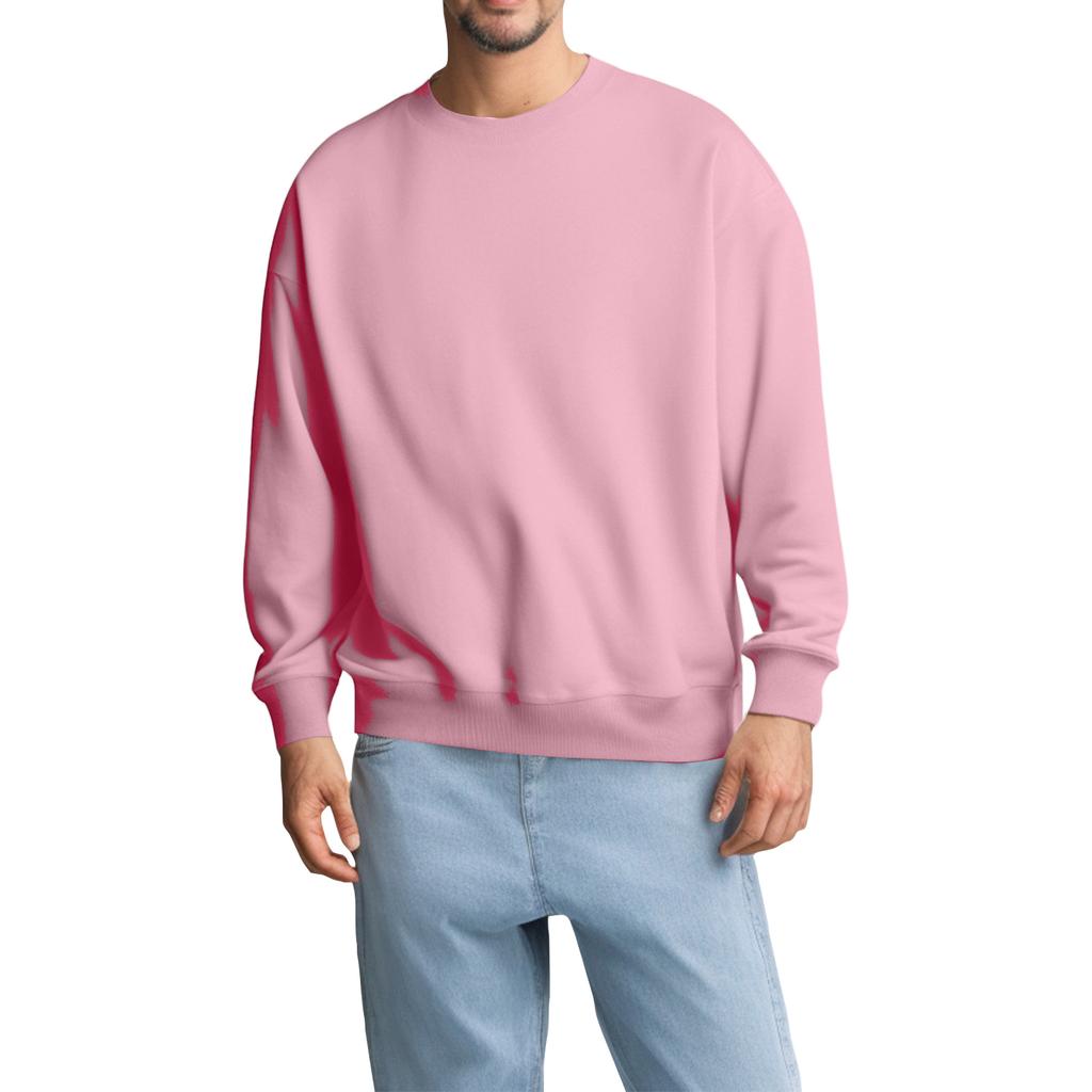 Unisex Solid Color Round Neck Pullover Ribbed Long-sleeved Sweatshirt