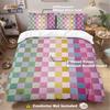 Geometric Colorful Checkerboard 3D Printed Brushed Duvet Cover Set