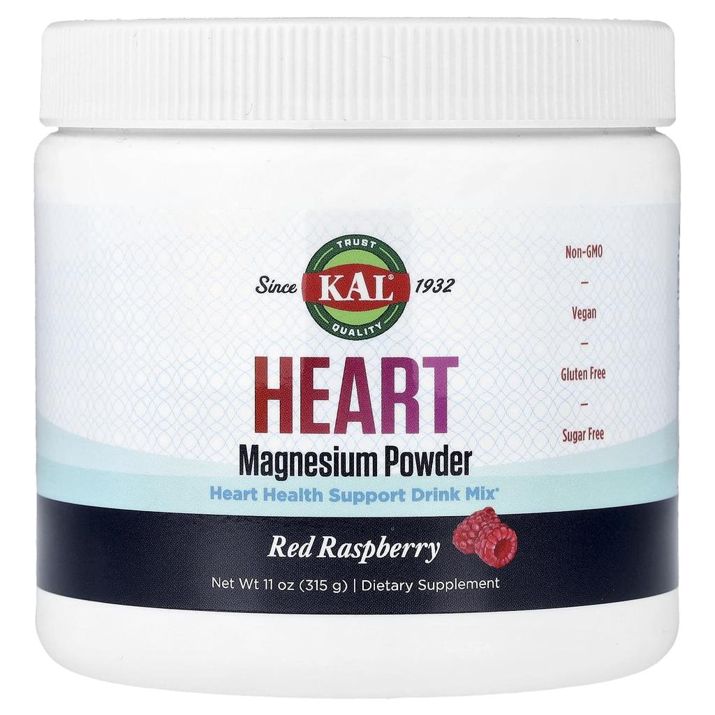 KAL, Heart Magnesium Powder, Red Raspberry, 315g (11oz)