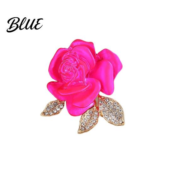 Decorative Brooch Pin 3D Rose Flower Shape Sparkling Rhinestones Inlaid