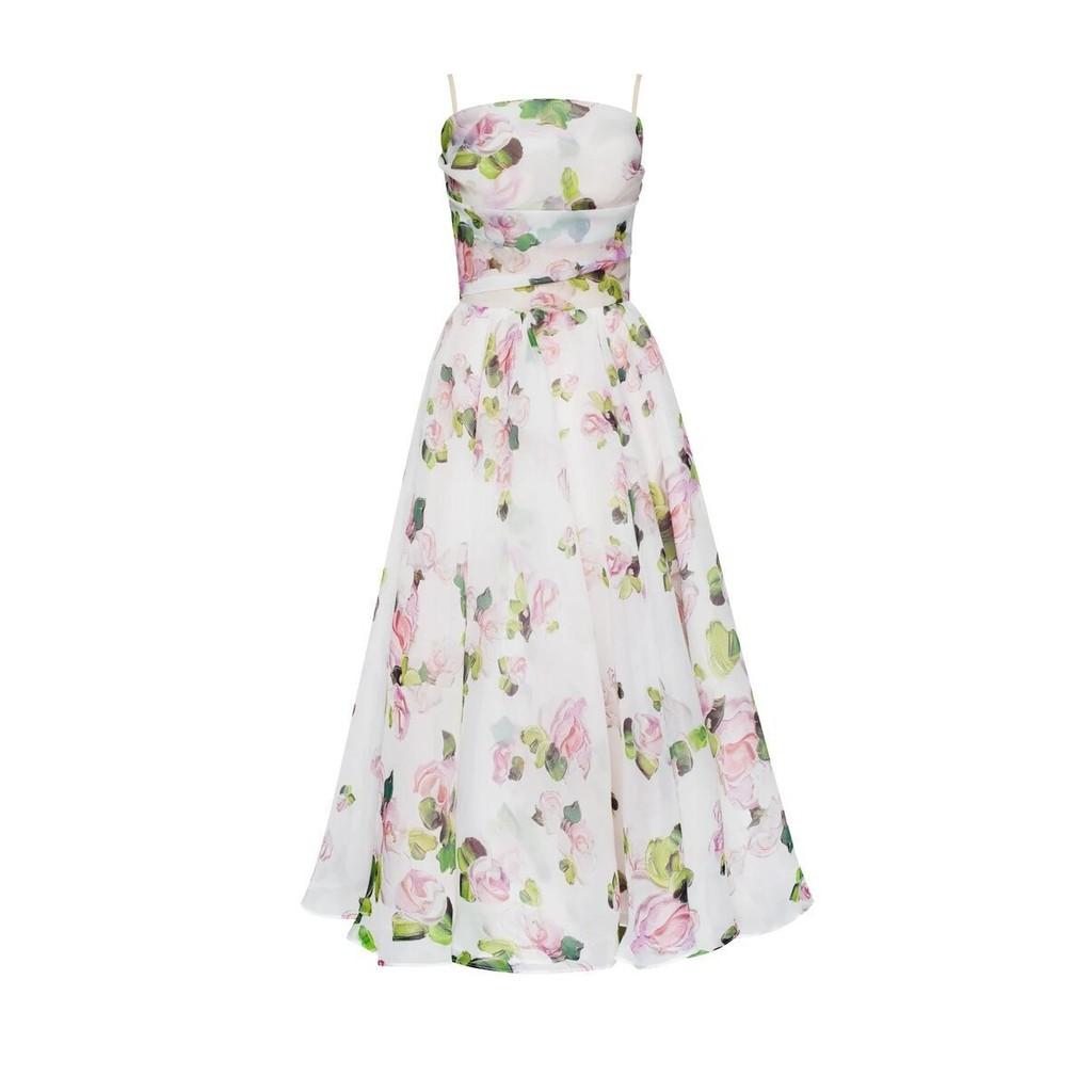 

Женское элегантное платье с подтяжками без рукавов с цветочным принтом для невесты и подружек невесты, длинное свадебное платье, великолепное вечернее платье миди XS белый