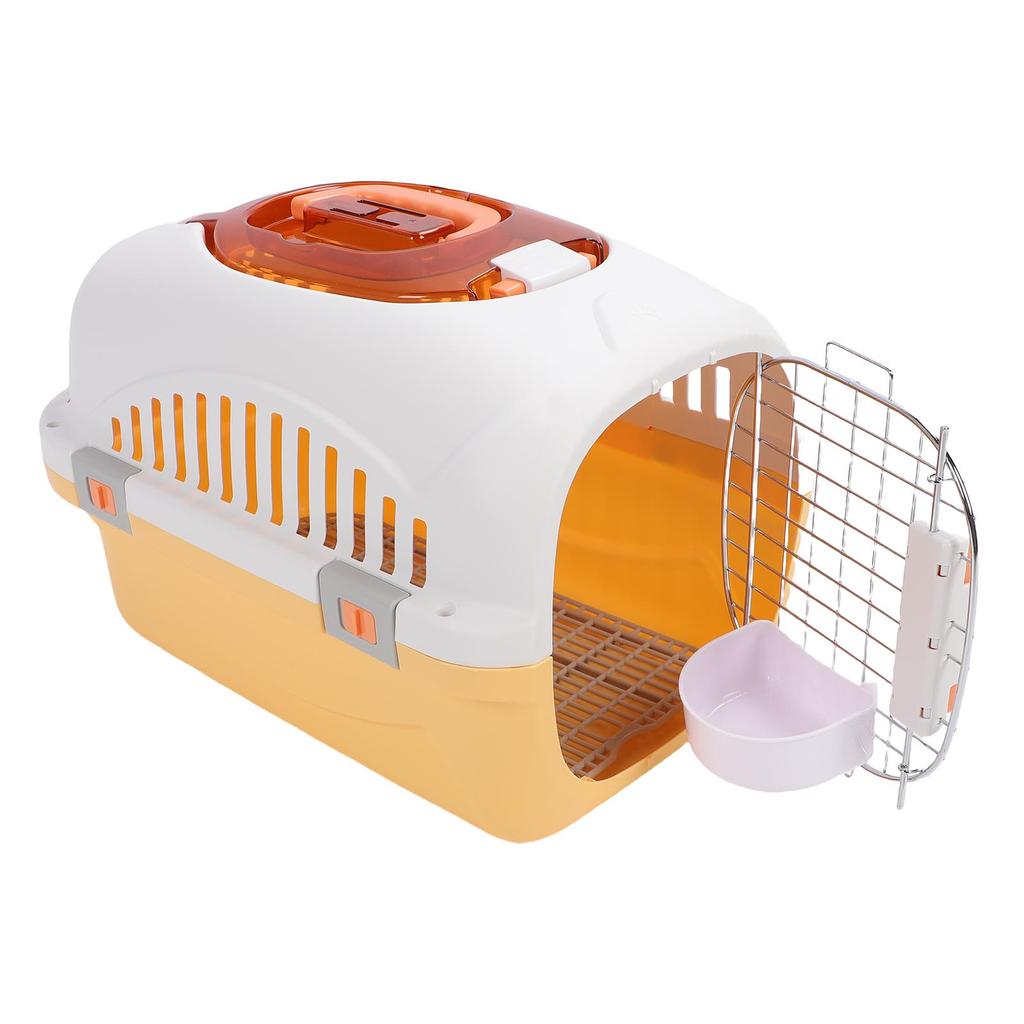 Plastic Pet Kennel Top Window Detachable Travel Dog Crate Cat Carrier with Handle Airline Friendly Yellow
