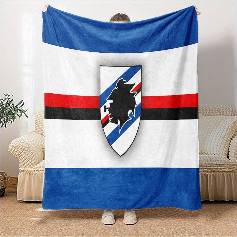 Sam-pdoria Team Crest Design Flannel Blanket, Soft Polyester, Modern Design, All-Season for Camping, Travel, Gifts for holidays or birthdays