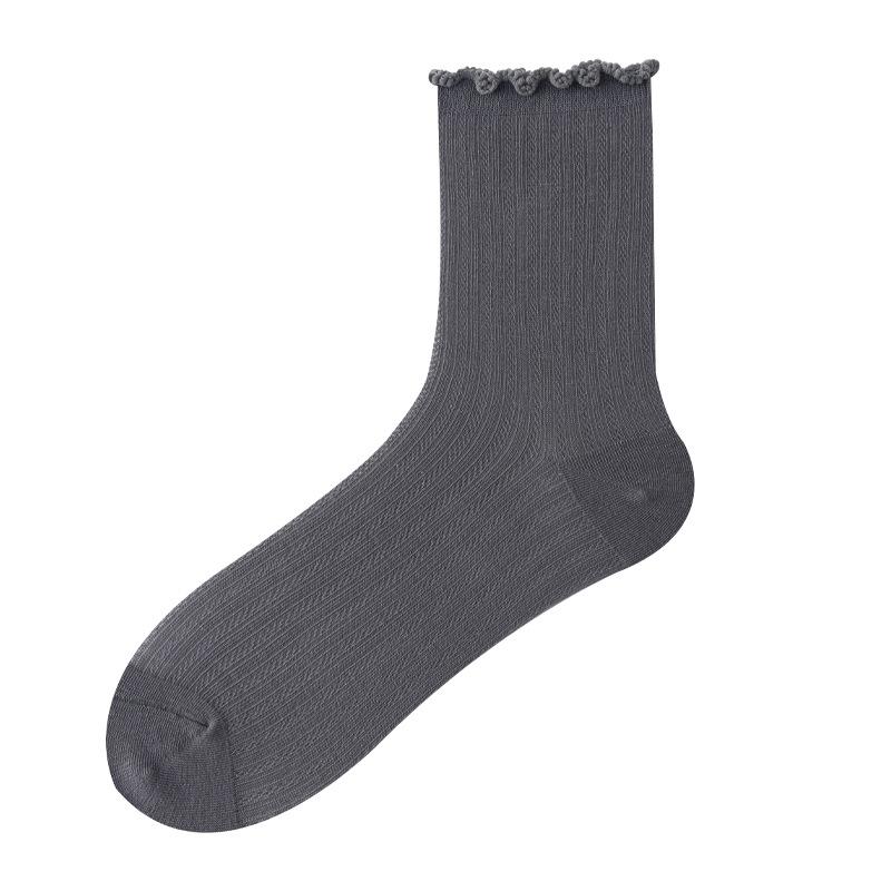 Summer Thin Black Ear-trimmed Socks, Women's Lace Breathable Mesh Breathable Women's Socks, Ballet Style Tube Pile Socks