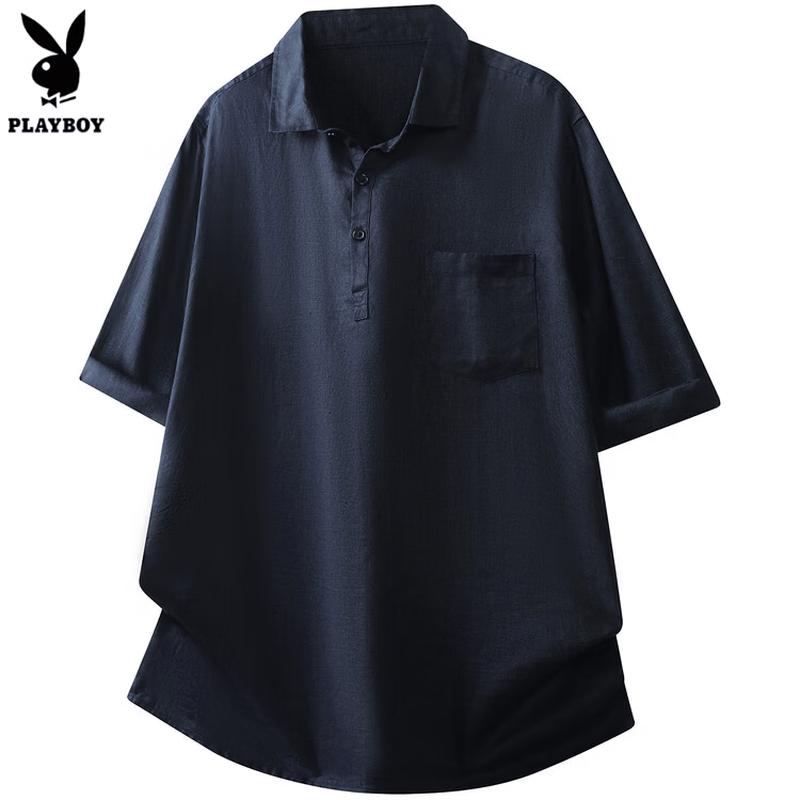 

Playboy Men s Pure Linen Short Sleeve Polo Shirt XL 175