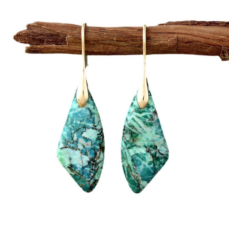 Luxury new bohemian natural stone stud earrings earrings pendants European and American popular retro jewelry jewelry
