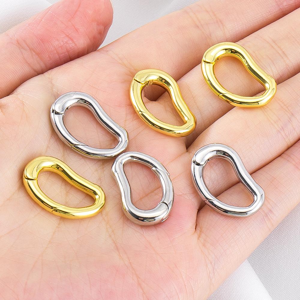 18K Vergoldeter D-Ring Erbsenförmiger Federverschluss zum Armbandherstellen Messing Schnallenverschluss Karabinerverschlüsse für Schmuckherstellung Zubehör