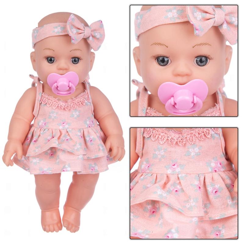 12'' Reborn Lifelike Toy Figure Interaction Toy Full Body Vinyl Simulation Baby Bath for Doll that Look Real for w/ Eyes