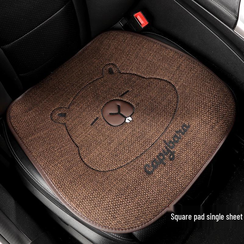 

Мультяшна лляна подушка на сидіння з капібарою - Універсальна та дихаюча, бавовняний чохол, що поглинає піт, для будь-якої пори року, для жіночого автомобільного сидіння.