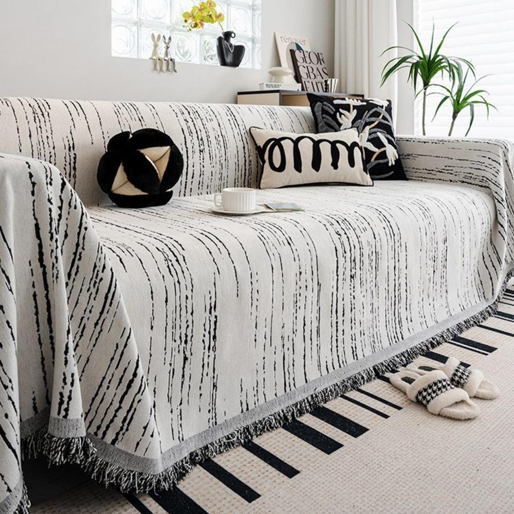 New Black and White Ins Wind Sofa Towel Chenier Anti-cat Scratch Cover Cloth All-inclusive High-end Light Luxury Universal Cover Towel