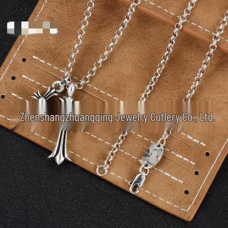 V Gold High Edition Double Cross Necklace with 18K Gold Plating & Multi-Color Diamond Pendant