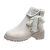 New Women Short Boots Ladies Leather Ankle Boot Autumn Platform Motorcycle Shoes for Woman's Winter Pearl Shoe
