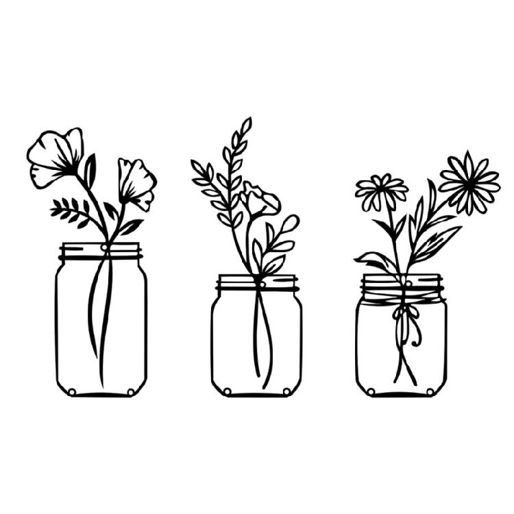 Metal Flower Vase Wall Decorations, Metal Flower Vase Wall Arts Sign Metal Decorations