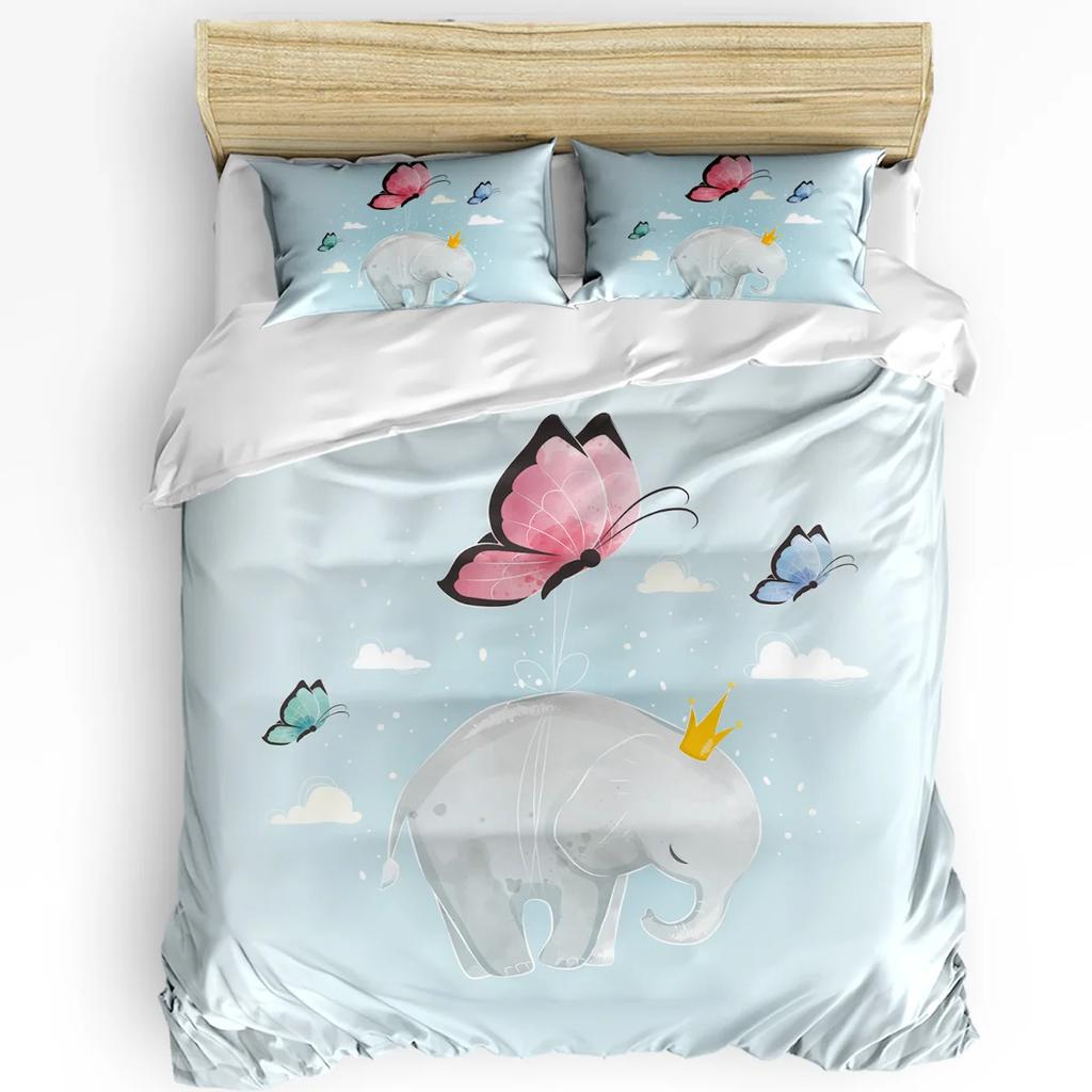 Jungle Forest Cartoon Animal Lion Elephant 3pcs Bedding Set For Double Bed Home Textile Duvet Cover Quilt Cover Pillowcase