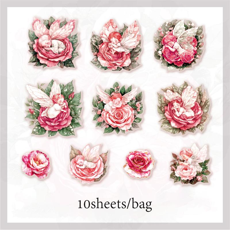 

10Sheets/bag PET Sticker Bag Forest Elf Pattern Sticker Hand Account Collage Material DIY Greeting Card Photo Frame Decoration