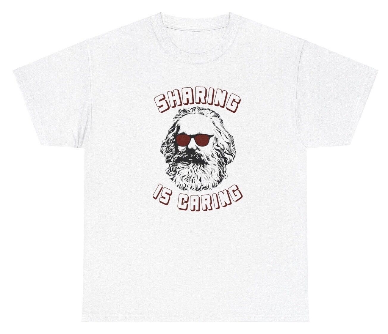 Sharing Is Caring Karl Marx Communist T Shirt Funny Communism Gift Tee 100% Cotton Short Sleeve Casual Shirts S