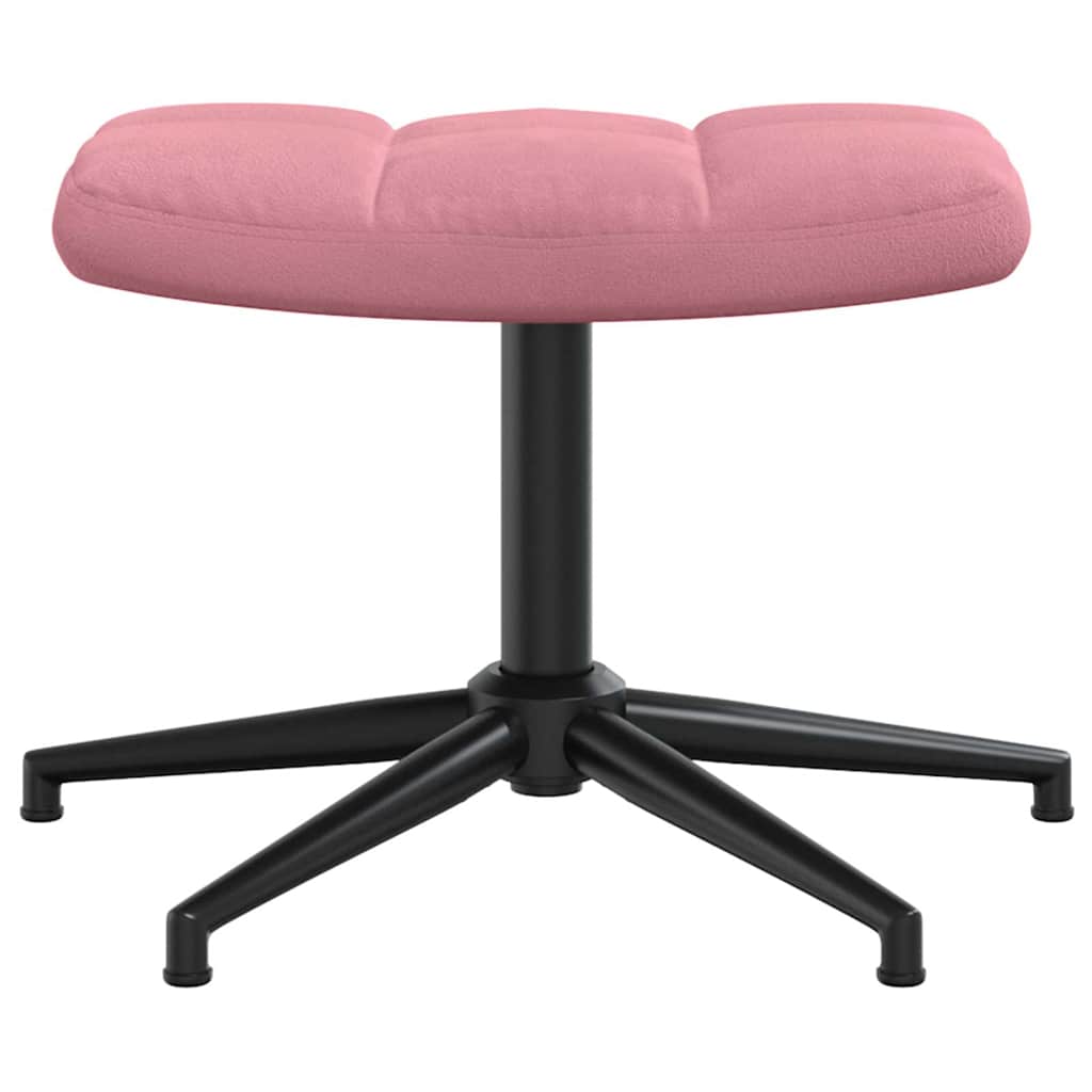 Pink Velvet Relaxation Armchair with Footstool