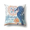 Polyester Pillowcase Peach Leather Velvet Cushion Cover Marine Life Seahorse Octopus Printed Pillowcase Car Cushion